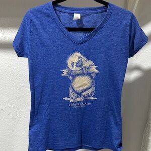Life Is Good Kids Blue Tee with Sloth Graphic